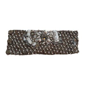 Mignonne Gavigan Gray Beaded Cuff Bracelet Snap Closure